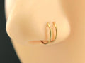 20g Double Hoop Nose Ring, Gold Spiral Nose Ring for Single Piercing, Twisted Gold Nose Hoop