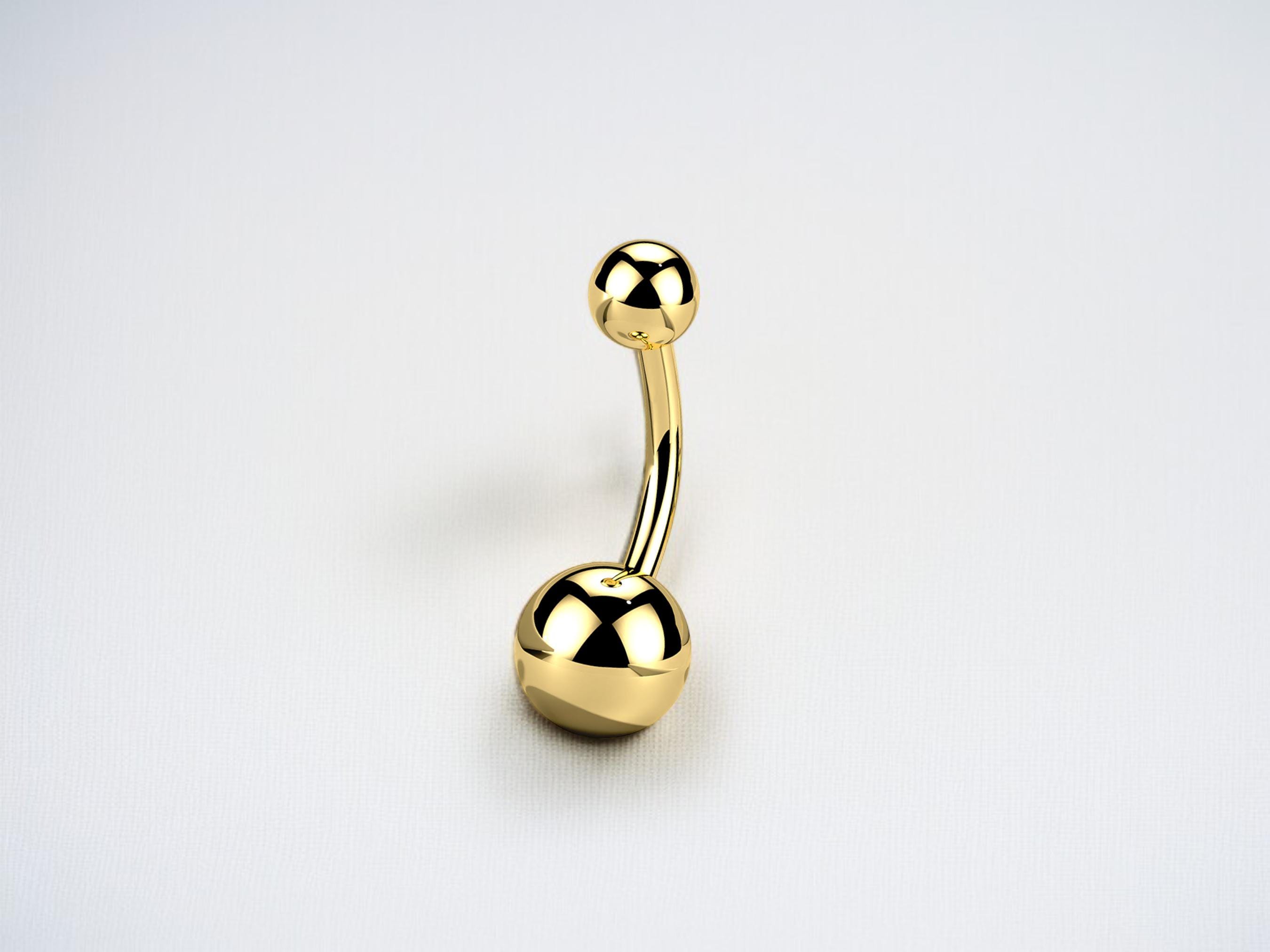 Gold Titanium Belly Ring, 14g Simple Gold Internally Threaded Belly Button Piercing Jewelry, Non Dangle Navel Body Jewelry