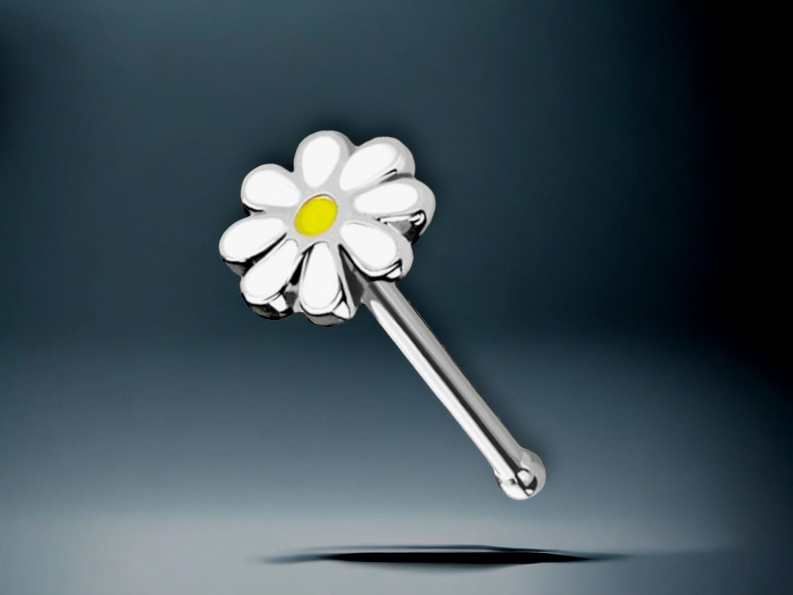 Cute Daisy Nose Stud, Floral Decor Nose Stud, Gold Silver Nose Stud Ring, Thin 20g Cute Nose Stud, Nose Piercing Jewelry