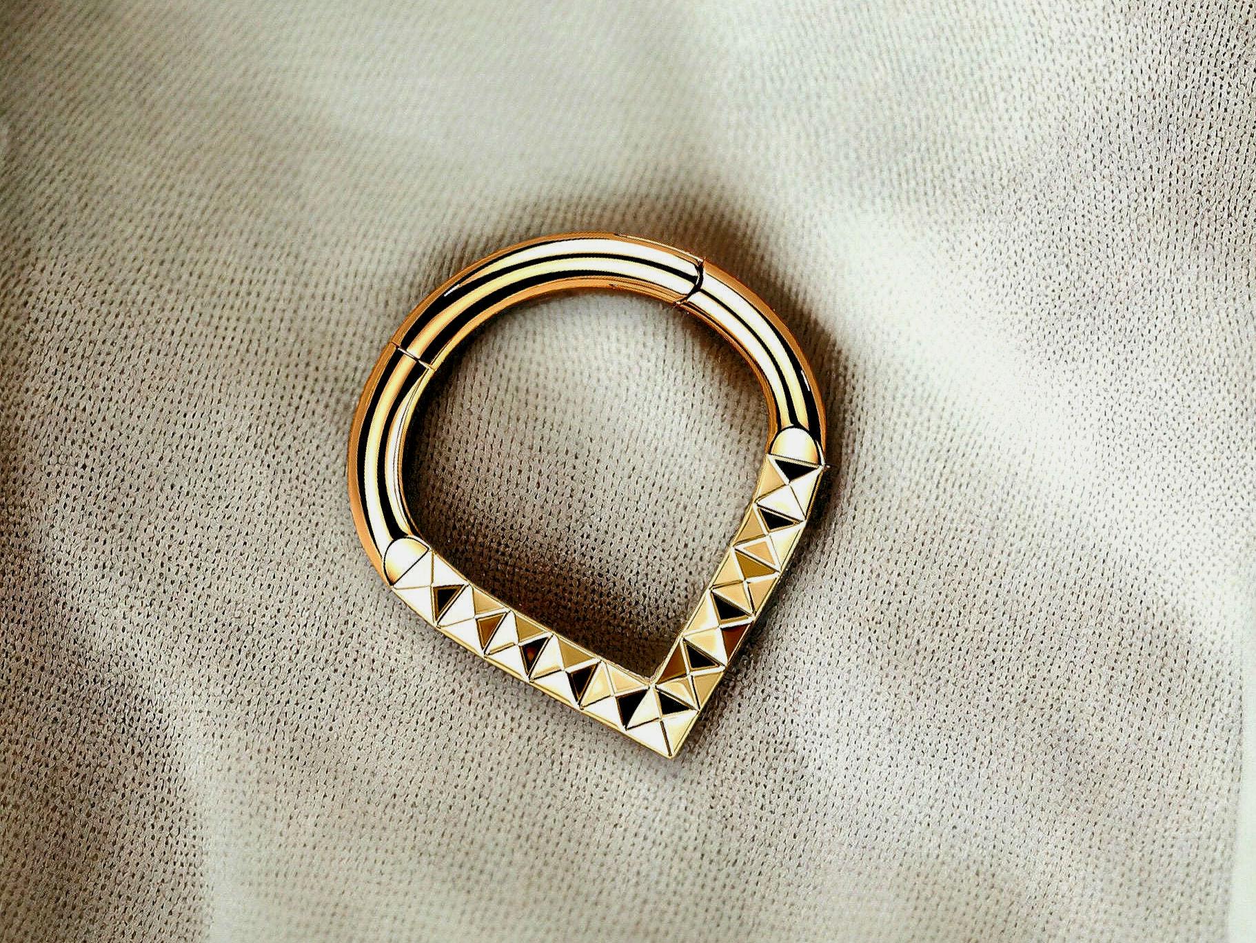 Rose Gold Titanium V Shape Septum Clicker Ring