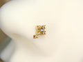 Gold Cross Nose Piercing Stud with Ball, Sparkle Gem Clear Gold Cross Nose Ring Stud, Simple Style Nose Piercing Jewelry