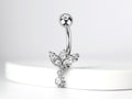 14G Silver Marquise Dangle Belly Ring