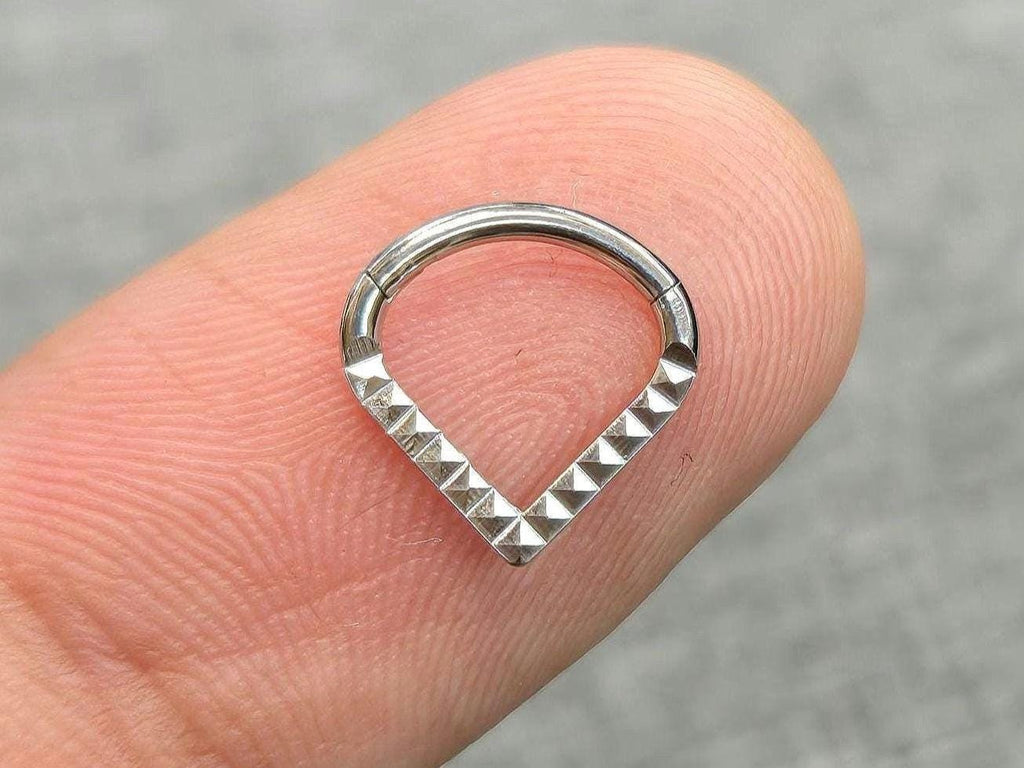 Titanium V Shape Chevron Septum Clicker Hoop Ring