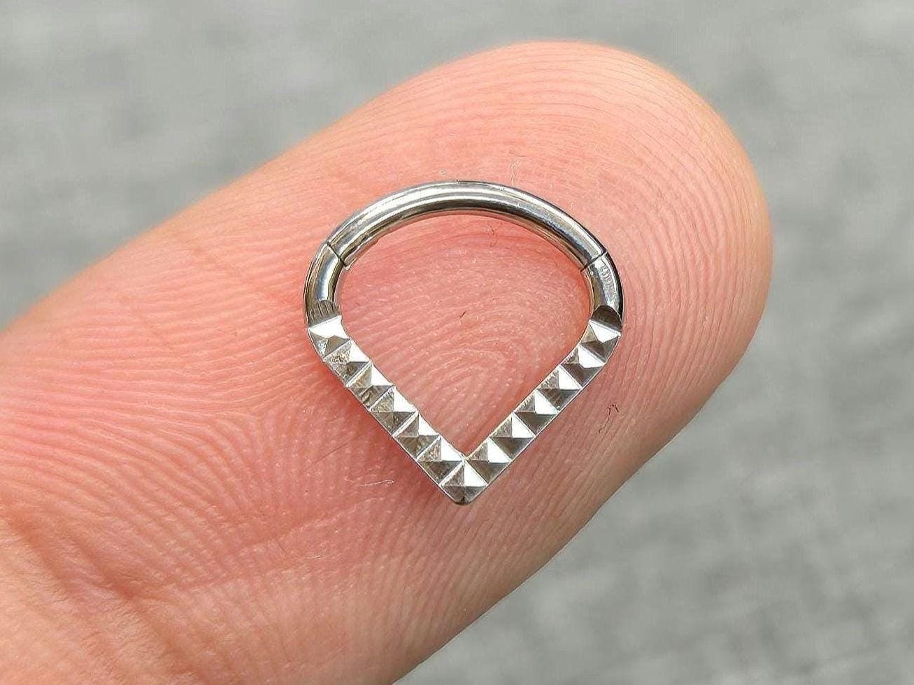 Titanium V Shape Chevron Septum Clicker Hoop Ring