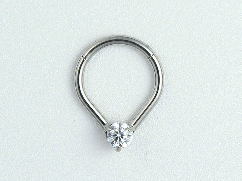 16G Septum Ring, Teardrop Hinged Septum Clicker Hoop Ring, Nose Piercing Ring, Simple V Shape Septum Piercing Jewelry, Nose Piercing Hoop