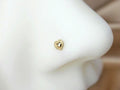 14K Gold Heart Nose Screw Ring, 20G Beaded Heart Cork Screw Ring Nose Piercing, Solid Gold Nose Stud, Everyday Wear Nose Jewelry