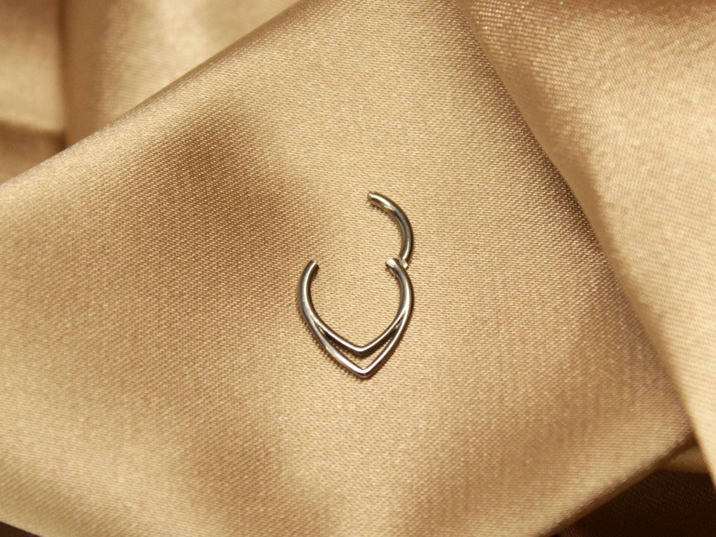 Titanium Double Chevron Septum Clicker Hoop Ring
