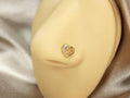 20G Gold Heart Nose Stud – L Shape CZ Gem Nose Ring Stud Dainty Gold Nose Piercing Jewelry
