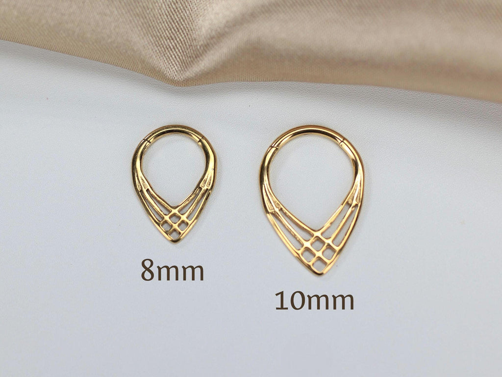 Gold Titanium Septum Ring – 16G Hinged Clicker Hoop