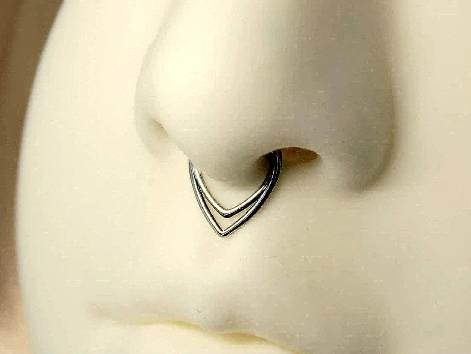 Titanium Double Chevron Septum Clicker Hoop Ring