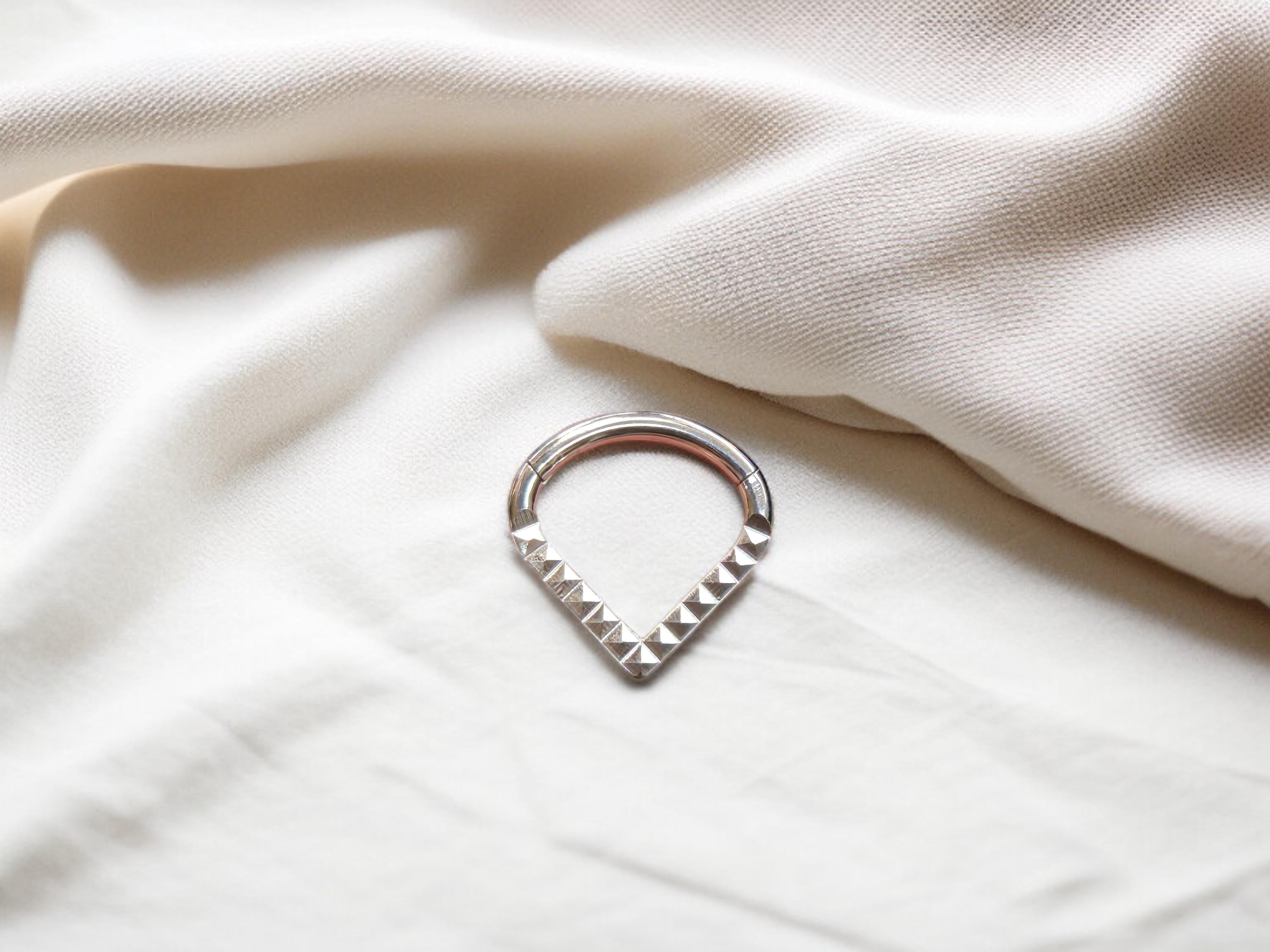 Titanium V Shape Chevron Septum Clicker Hoop Ring