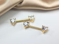 14g Gold Heart Nipple Barbell, Pair of Simple CZ Heart Nipple Piercing Ring, Nipple Jewelry