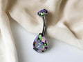 Obsidian CZ Belly Button Ring 14G, Implant Grade Titanium Internally Threaded Navel Piercing Jewelry, Black Belly Ring