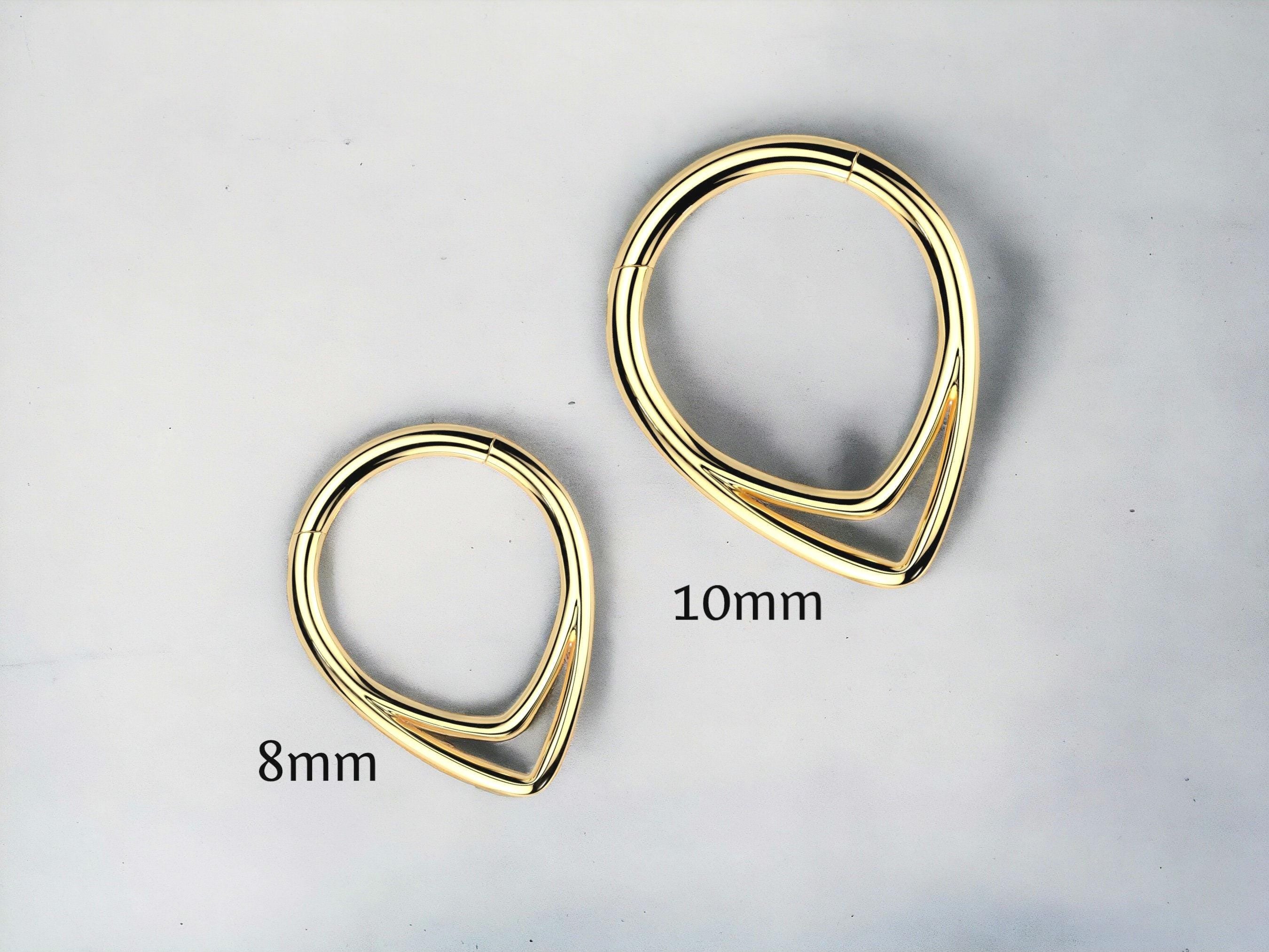 16G Titanium Double Line Septum Ring, V Shape Geometric Hinged Nose Hoop Clicker, Gold Septum Piercing Hoop