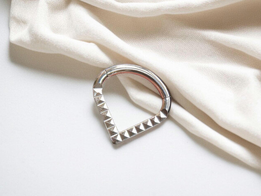 Titanium V Shape Chevron Septum Clicker Hoop Ring