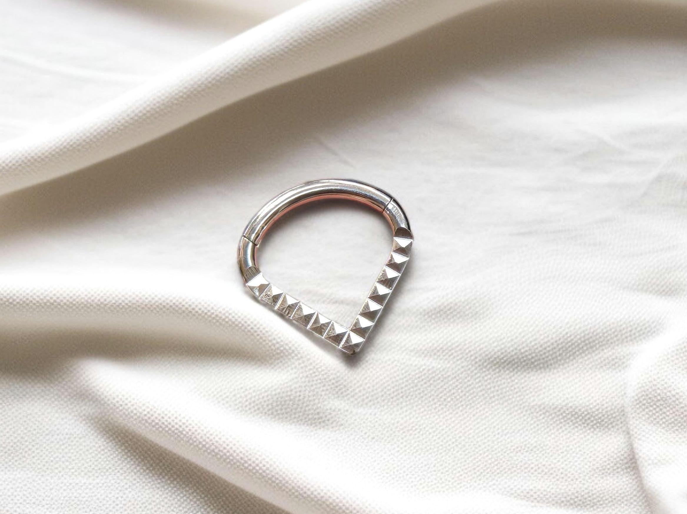 Titanium V Shape Chevron Septum Clicker Hoop Ring