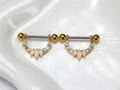 Opal Dangle Nipple Ring Gold, Marquise Cut Opal Nipple Barbell Piercing, Cz Gem Nipple Shield for Women