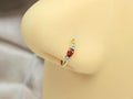 20g Gold Red Stone Nose Ring, Simple Style Nose Piercing Bendable Hoop Ring, Multipurpose Thin Nose Piercing Hoop Ring Earring