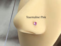 14K Gold Nose Stud, Pink Blue Green CZ Gem Nose Piercing Jewelry, 20g Ball End Straight Nose Bone Stud