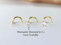 Gold Corkscrew Nose Stud 20g, Implant Grade Titanium Twist Screw Nose Ring with Round Cz Moissanite Gem, Nose Piercing Body Jewelry