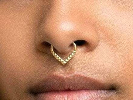 Rose Gold Titanium V Shape Septum Clicker Ring