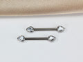Titanium Teardrop Nipple Ring 14G, Silver Threadless Dainty Nipple Barbell, Modern Body Piercing Jewelry
