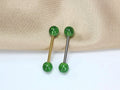 14G Green Glitter Nipple Barbell, Acrylic Ball Nipple Piercing Jewelry, Gold Silver Body Jewelry, Pair of 2