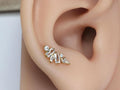 18G Threadless Gold Push Pin Labret Stud, Titanium CZ Geometric Desgin Flat Back Earring, Helix Conch Cartilage Jewelry