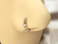20G Gold Flower Nose Hoop, Dainty Floral Bendable Nose Piercing Ring, 8mm Cz Gem Body Jewelry