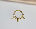 16G Spiked Daith Clicker Hoop, Surgical Steel Septum Ring, Edgy Cartilage & Helix Piercing, Cz Gem Body Piercing Jewelry