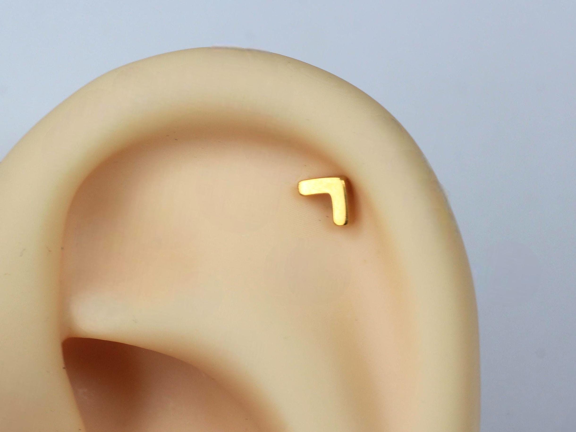 18g Threadless Push Pin Stud, Titanium Grade Dainty V Shape Flat Back Earring, Helix, Conch, Cartilage Piercing Jewelry, Tragus Stud