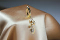 14G Gold Leaf Belly Button Clicker Ring, Marquise CZ Gem Dangle Navel Piercing, Dainty Body Jewelry