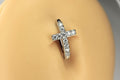 Cross Belly Clicker Ring, Cz Gem Simple Gold Silver Cross Belly Button Ring, Dainty Navel Piercing Jewelry