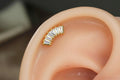18G Threadless Gold Labret Stud, CZ Baguette Arch Push Pin Flat Back Earring, Helix Conch Cartilage Piercing Jewelry