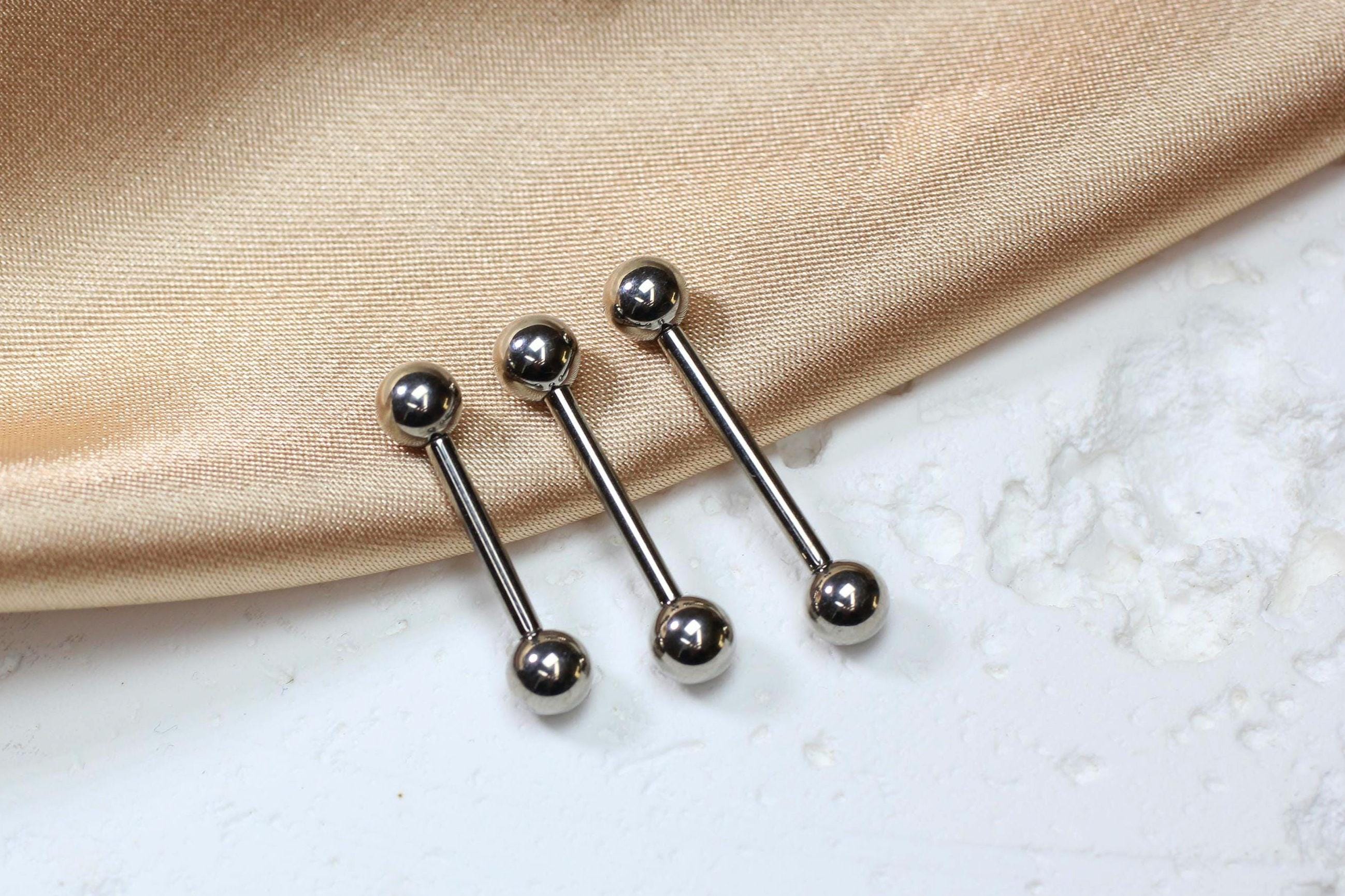 14G Silver Titanium Nipple Ring Pair, Internally Threaded Piercing Jewelry, Nipple Piercing Jewelry
