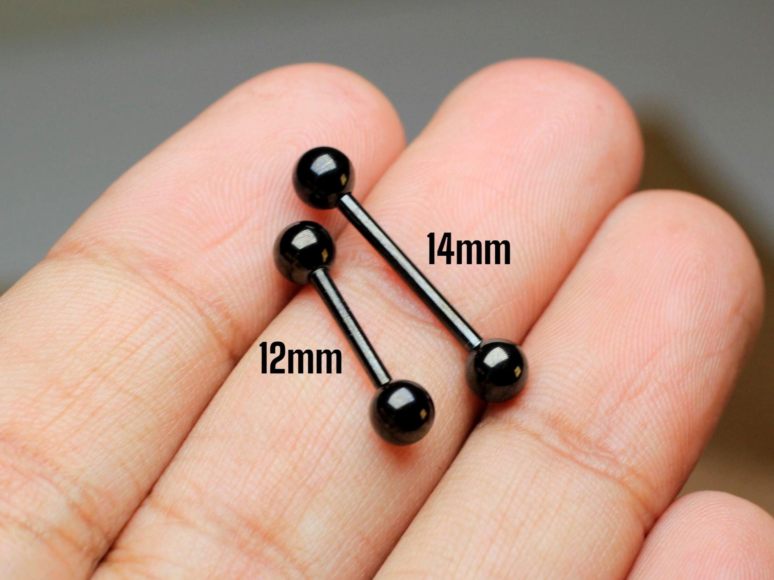14G Black Titanium Nipple Ring Pair, Internally Threaded Nipple Piercing Jewelry