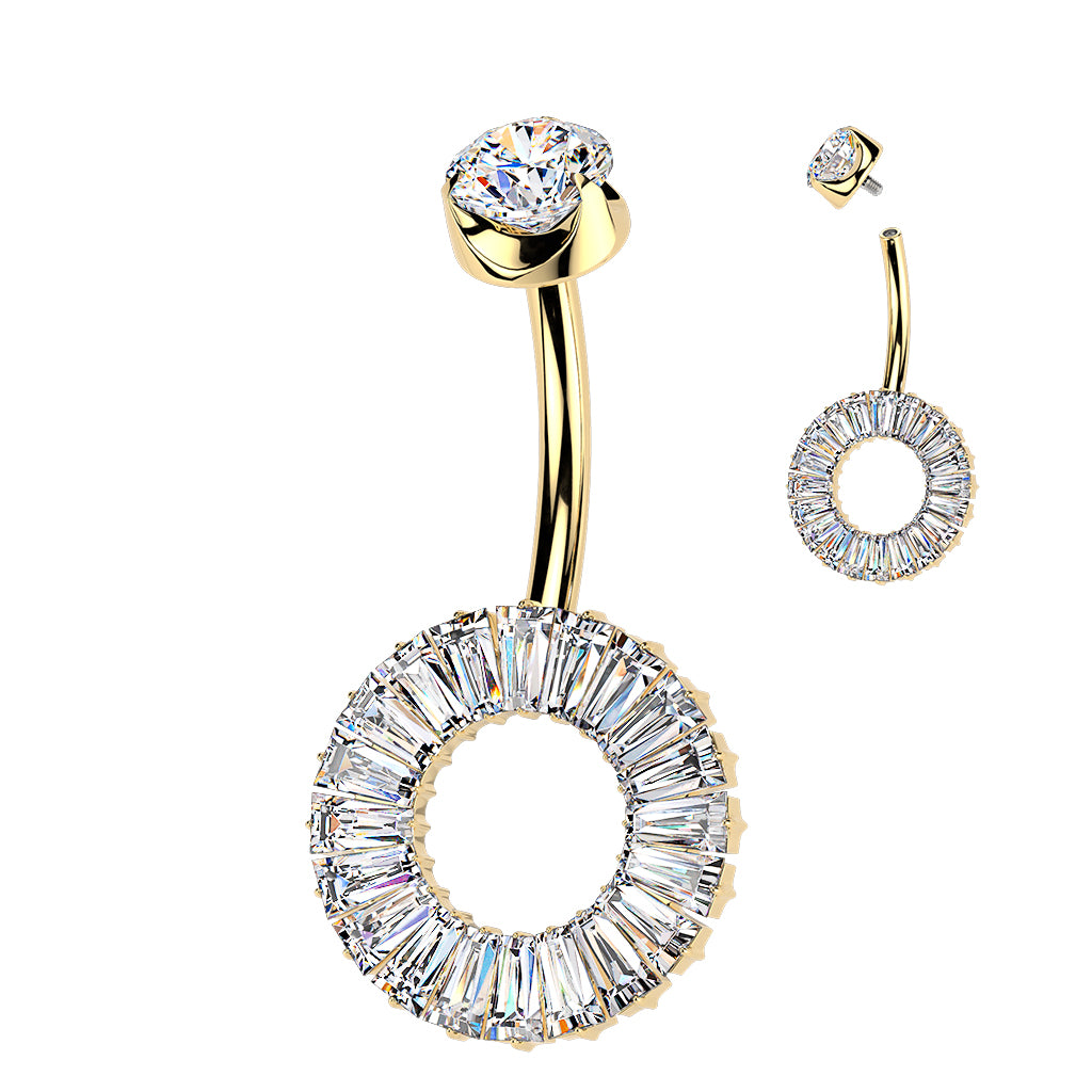 Titanium Round Gold Belly Ring